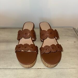 Brown Leather Women's Wedges
